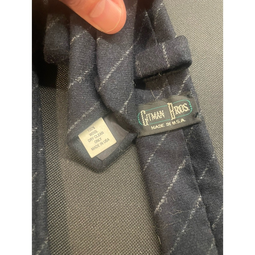 Gitman Bros. Navy‎ Blue Wool Striped Skinny Tie Made In USA